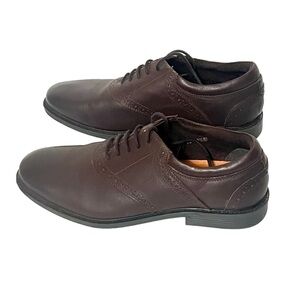 Men's Nunn Bush Dual Comfort Memory Foam Brown Leather Oxfords Size 10.5